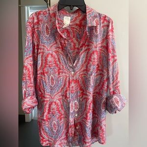 J crew red, white, blue top